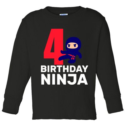 4th Birthday Ninja  Toddler Long Sleeve Shirt