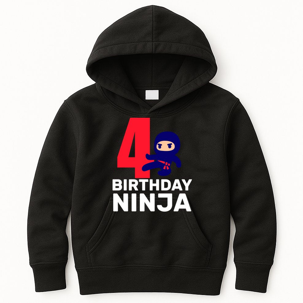 4th Birthday Ninja  Kids Hoodie