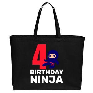 4th Birthday Ninja  Cotton Canvas Jumbo Tote