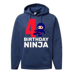 4th Birthday Ninja  Performance Fleece Hoodie