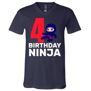 4th Birthday Ninja  V-Neck T-Shirt