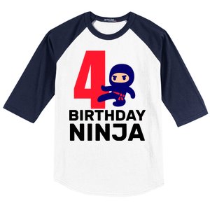 4th Birthday Ninja  Baseball Sleeve Shirt