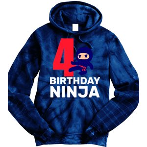 4th Birthday Ninja  Tie Dye Hoodie