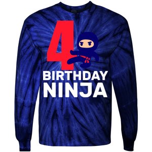 4th Birthday Ninja  Tie-Dye Long Sleeve Shirt