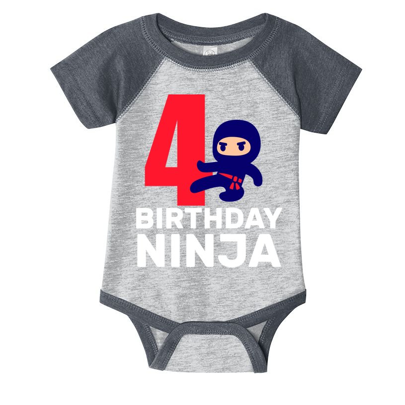 4th Birthday Ninja  Infant Baby Jersey Bodysuit