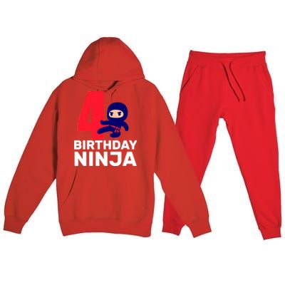 4th Birthday Ninja  Premium Hooded Sweatsuit Set