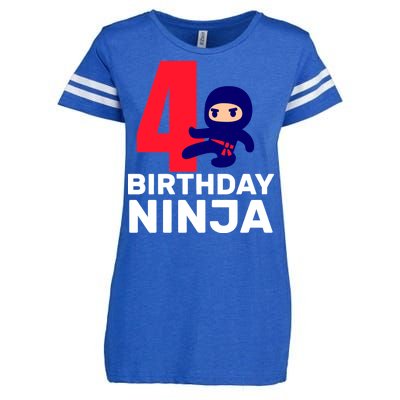 4th Birthday Ninja  Enza Ladies Jersey Football T-Shirt