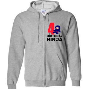 4th Birthday Ninja  Full Zip Hoodie