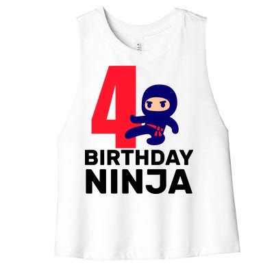 4th Birthday Ninja  Women's Racerback Cropped Tank