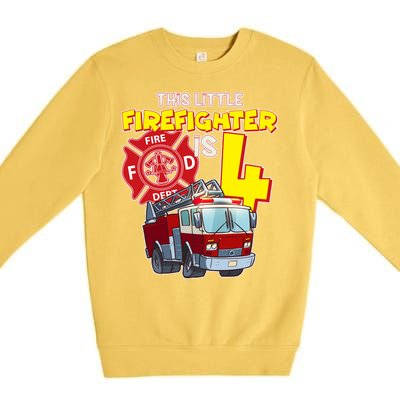 4th Birthday This Little Firefighter Is Four Premium Crewneck Sweatshirt