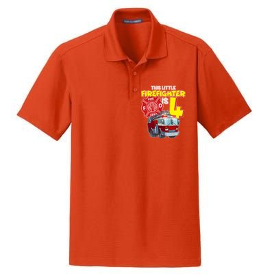 4th Birthday This Little Firefighter Is Four Dry Zone Grid Polo