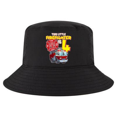 4th Birthday This Little Firefighter Is Four Cool Comfort Performance Bucket Hat