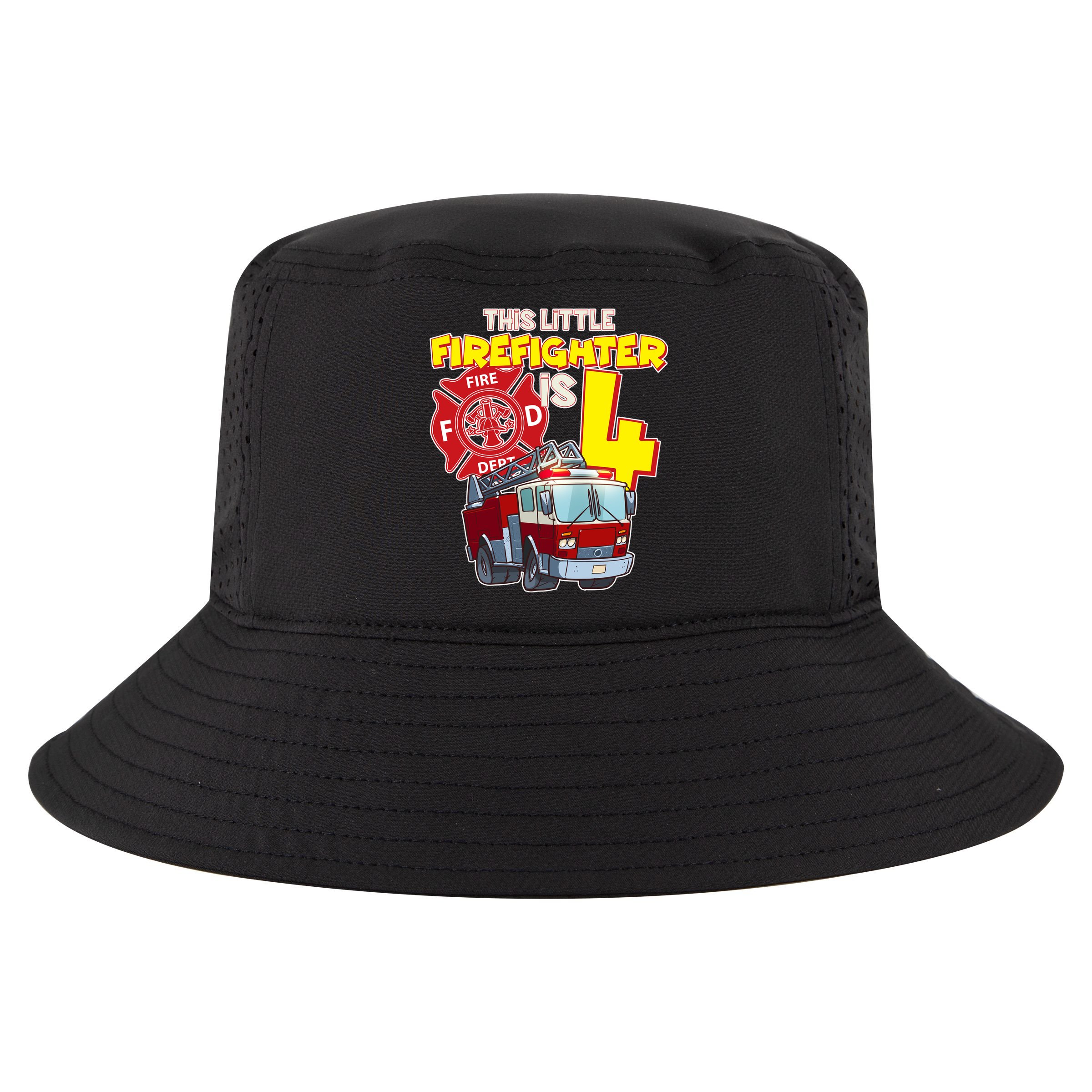 4th Birthday This Little Firefighter Is Four Cool Comfort Performance Bucket Hat
