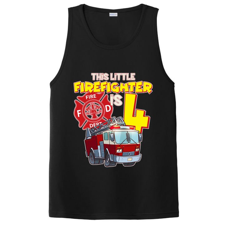 4th Birthday This Little Firefighter Is Four PosiCharge Competitor Tank