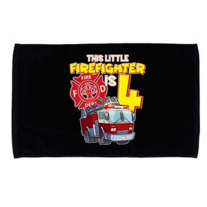 4th Birthday This Little Firefighter Is Four Microfiber Hand Towel