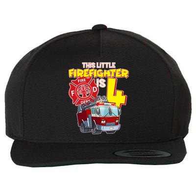 4th Birthday This Little Firefighter Is Four Wool Snapback Cap