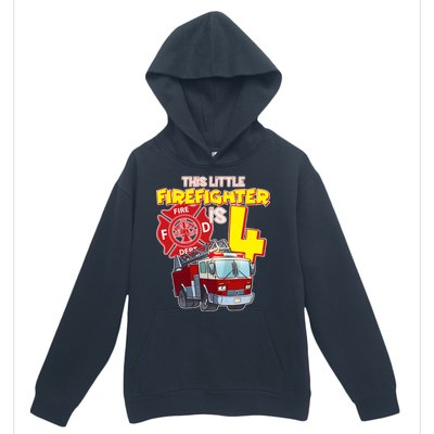 4th Birthday This Little Firefighter Is Four Urban Pullover Hoodie