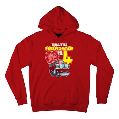 4th Birthday This Little Firefighter Is Four Hoodie