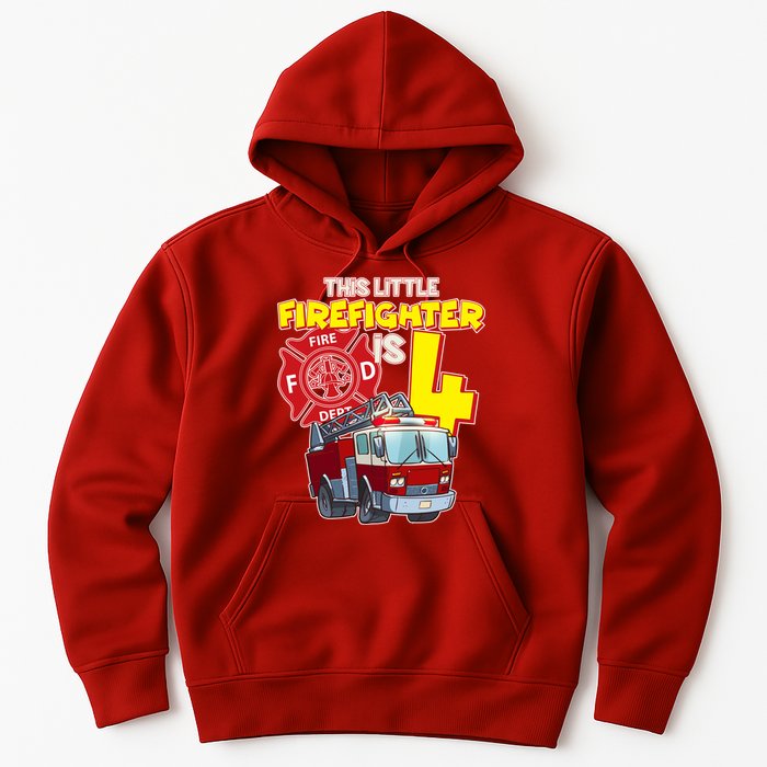 4th Birthday This Little Firefighter Is Four Hoodie