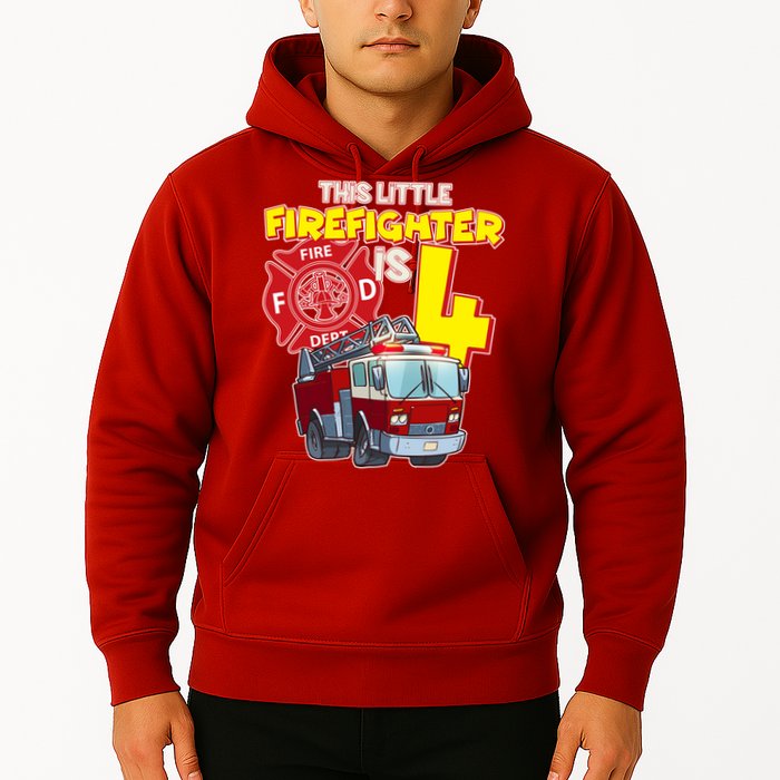 4th Birthday This Little Firefighter Is Four Hoodie