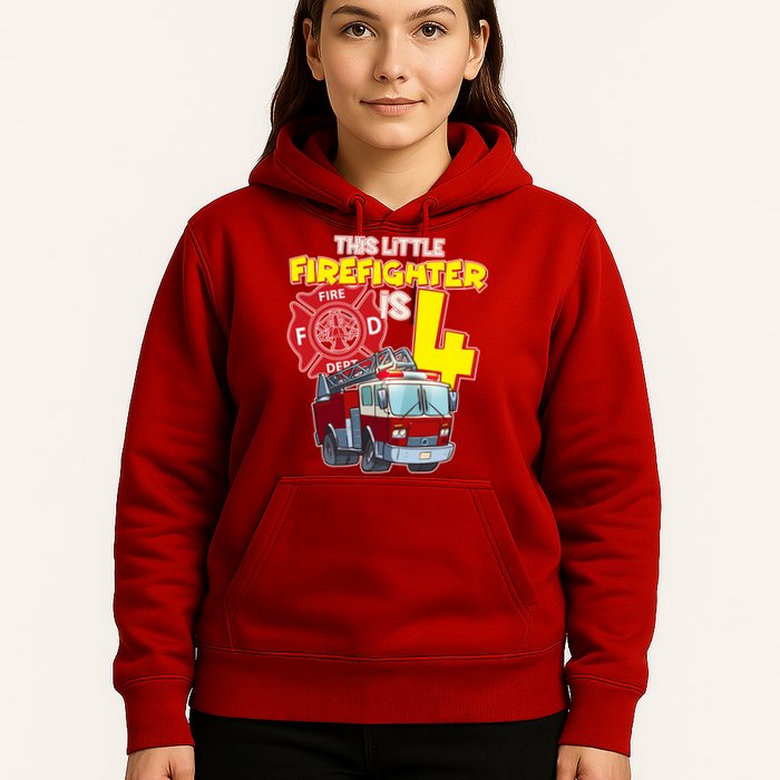 4th Birthday This Little Firefighter Is Four Hoodie
