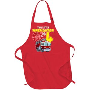 4th Birthday This Little Firefighter Is Four Full-Length Apron With Pockets