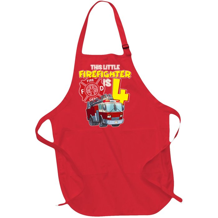 4th Birthday This Little Firefighter Is Four Full-Length Apron With Pockets