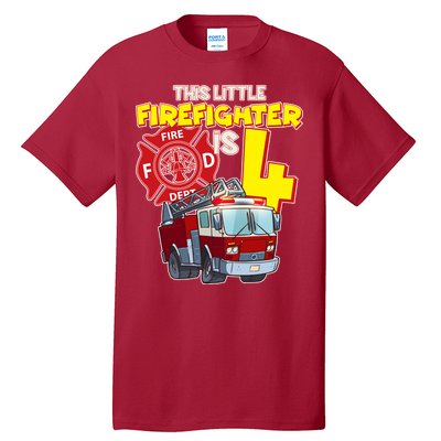 4th Birthday This Little Firefighter Is Four Tall T-Shirt