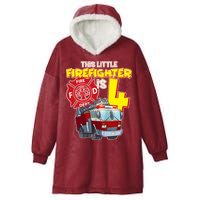 4th Birthday This Little Firefighter Is Four Hooded Wearable Blanket