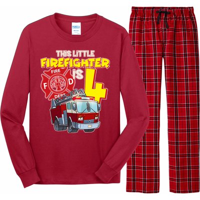 4th Birthday This Little Firefighter Is Four Long Sleeve Pajama Set