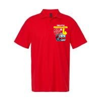 4th Birthday This Little Firefighter Is Four Softstyle Adult Sport Polo