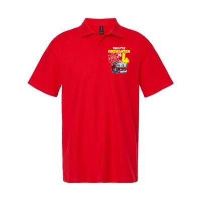 4th Birthday This Little Firefighter Is Four Softstyle Adult Sport Polo