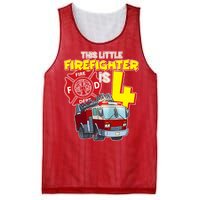 4th Birthday This Little Firefighter Is Four Mesh Reversible Basketball Jersey Tank