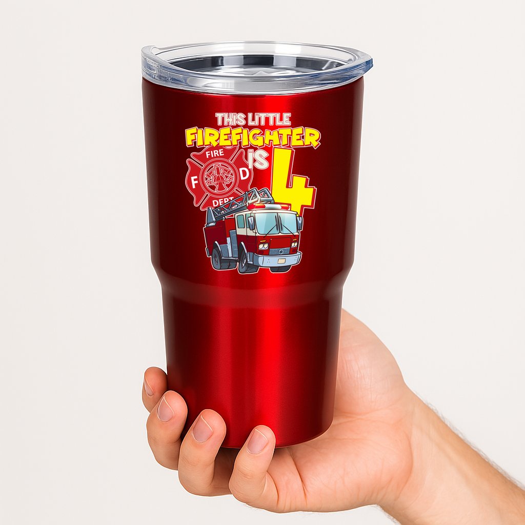 4th Birthday This Little Firefighter Is Four Tumbler