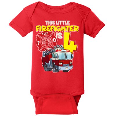 4th Birthday This Little Firefighter Is Four Baby Bodysuit