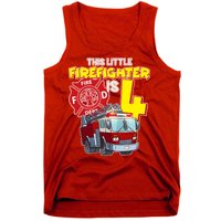 4th Birthday This Little Firefighter Is Four Tank Top