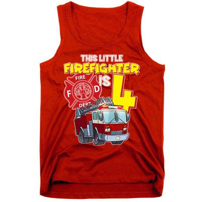 4th Birthday This Little Firefighter Is Four Tank Top