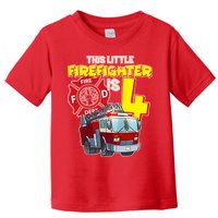 4th Birthday This Little Firefighter Is Four Toddler T-Shirt