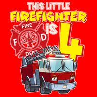 4th Birthday This Little Firefighter Is Four Toddler T-Shirt