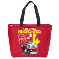 4th Birthday This Little Firefighter Is Four Zip Tote Bag
