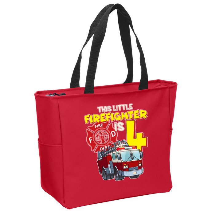4th Birthday This Little Firefighter Is Four Zip Tote Bag