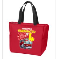 4th Birthday This Little Firefighter Is Four Zip Tote Bag