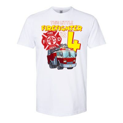 4th Birthday This Little Firefighter Is Four Softstyle CVC T-Shirt