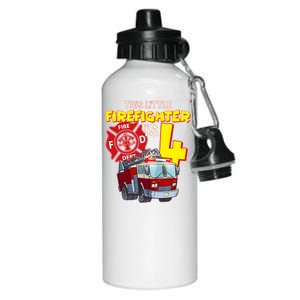 4th Birthday This Little Firefighter Is Four Aluminum Water Bottle