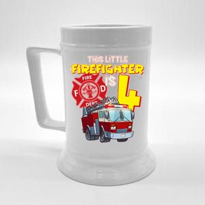 4th Birthday This Little Firefighter Is Four Beer Stein