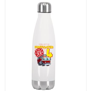 4th Birthday This Little Firefighter Is Four Stainless Steel Insulated Water Bottle