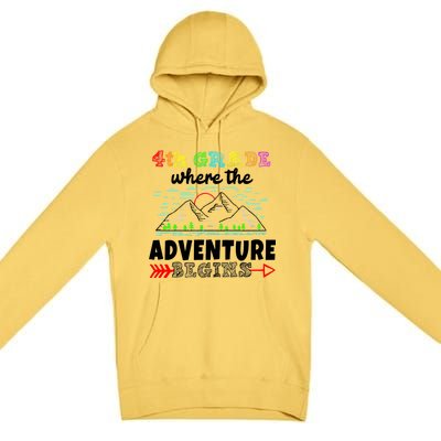 4th Grade Is Where The Adventure Begins  Premium Pullover Hoodie