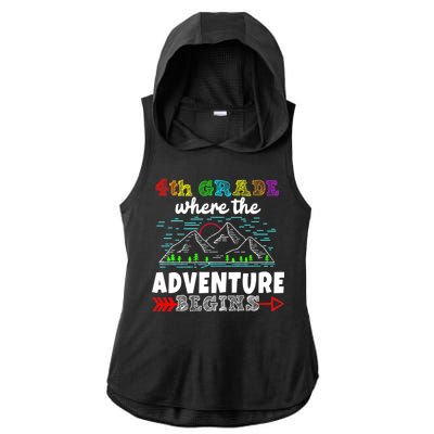 4th Grade Is Where The Adventure Begins  Ladies PosiCharge Tri-Blend Wicking Draft Hoodie Tank