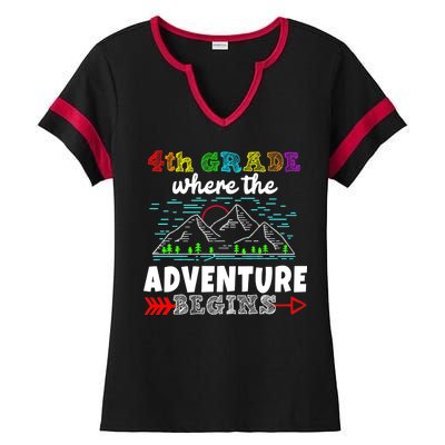 4th Grade Is Where The Adventure Begins  Ladies Halftime Notch Neck Tee