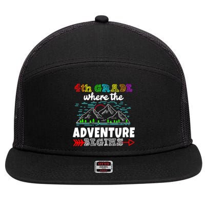 4th Grade Is Where The Adventure Begins  7 Panel Mesh Trucker Snapback Hat